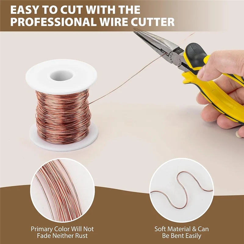 99.9% Dead Soft Copper Wire, 20 Gauge/ 0.8 Mm Diameter, 328 Feet/ 100 M, 1 Pound Spool Pure Copper Wire Durable Easy To Use