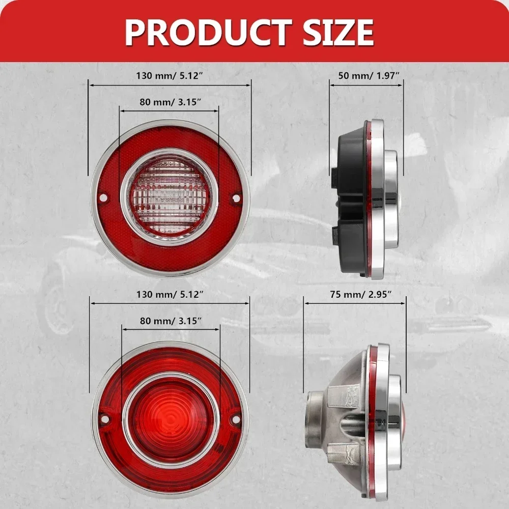 4PCS Tail Lights & Backup Reverse Lights Kit For Chevrolet Corvette C3 5.7L 1975-1979 Rear Light Red Lens (No Bulb) view 2