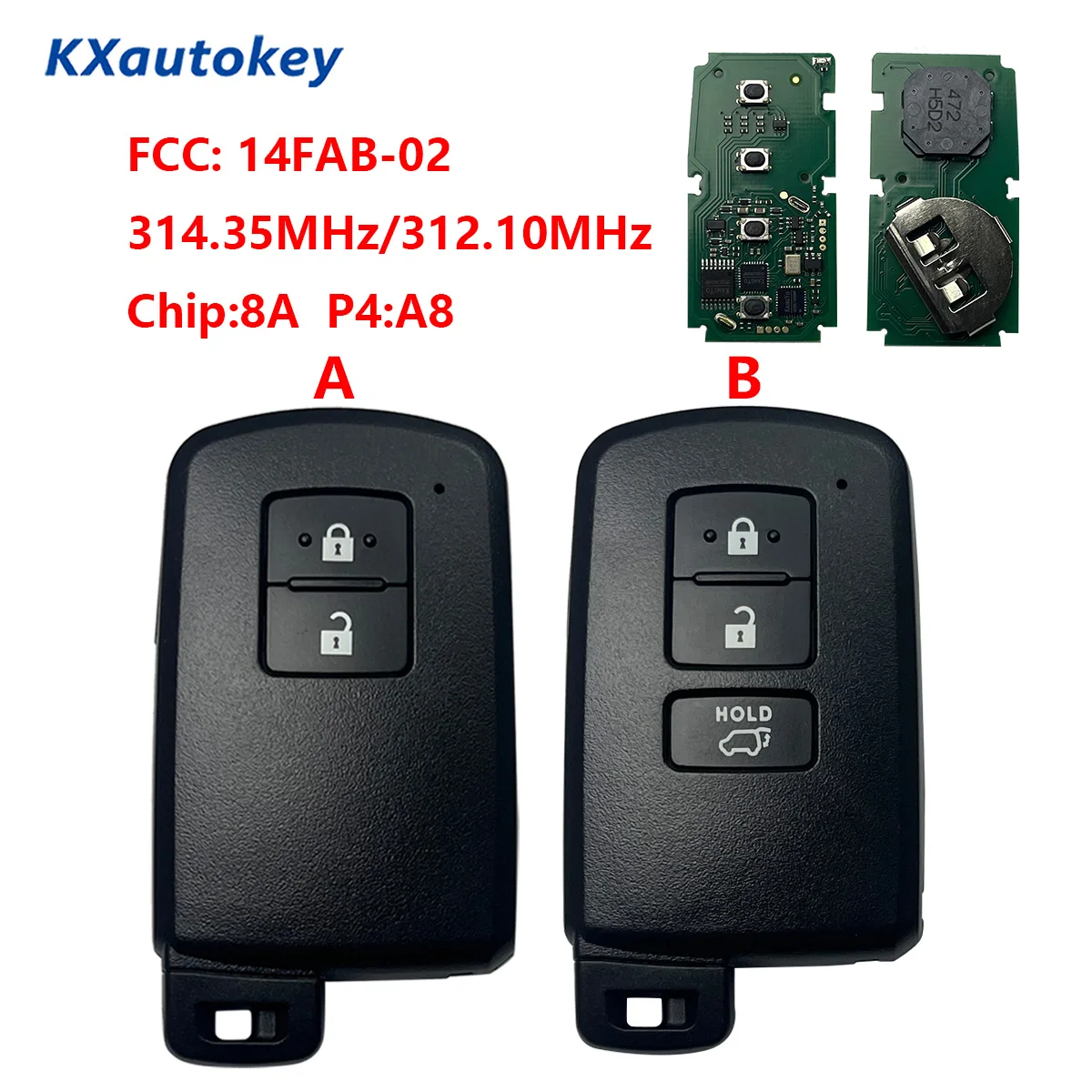 

KXK007041 Для Toyota Land Cruiser Harrier, 2/3 кнопки, FCCID-14FAB-02, неоригинальный ключ с функцией бесключевого доступа и запуска двигателя для Toyota