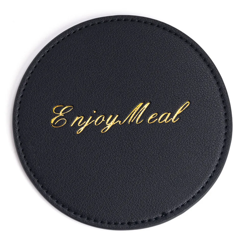 Faux Leather Coaster PU Leather Waterproof Heat Resistant Round Cup Coaster Tableware Insulation Mat Bowl Placement Home Decor