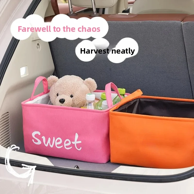 kkjoy Multi-Purpose Cartoon Car Trunk Storage Box Large Capacity Organizer Basket with Portable Handle
