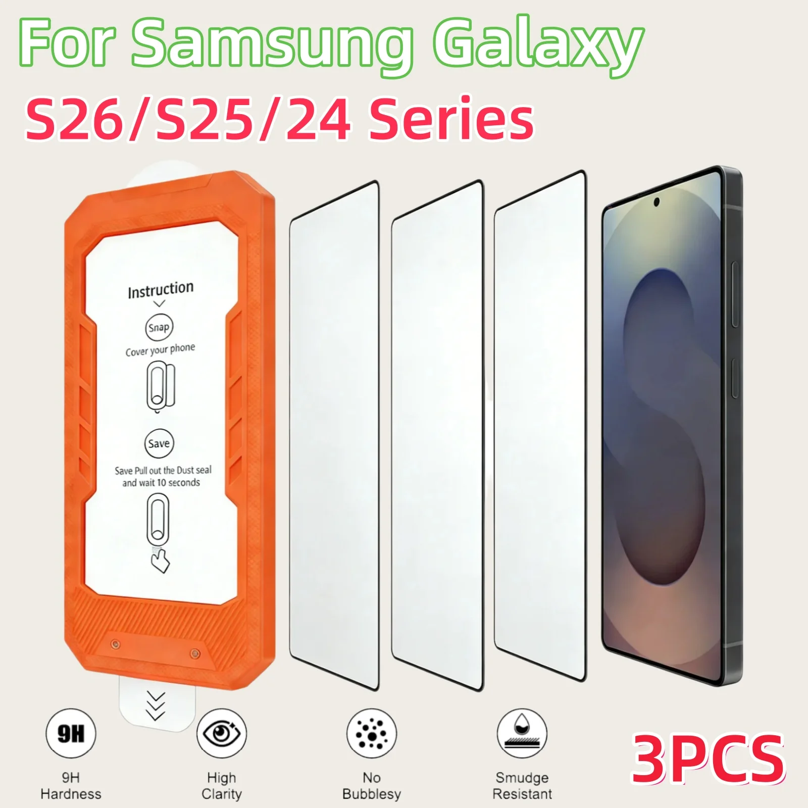 3Pcs Screen Protector Tempered Glass  Protector For Samsung Galaxy S26 Ultra S25 edge S24 Plus 9H Mobile Accessories Fingerprint