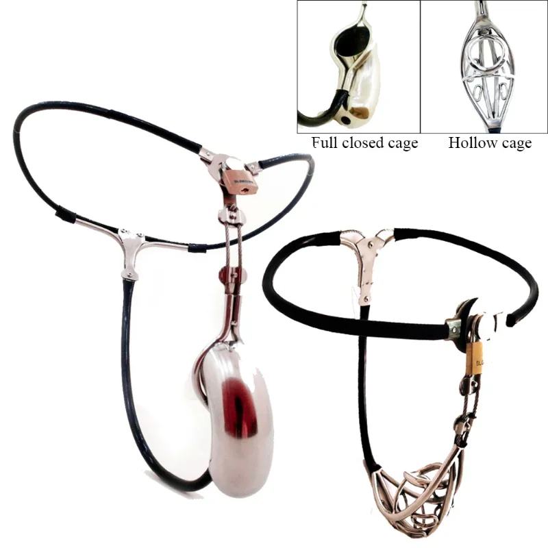 

Male Invisible Stainless Steel Silicone Chastity Belt Full Closed/Hollow Penis Cock Cage Pants Lock BDSM Bondage Sex Toys Men