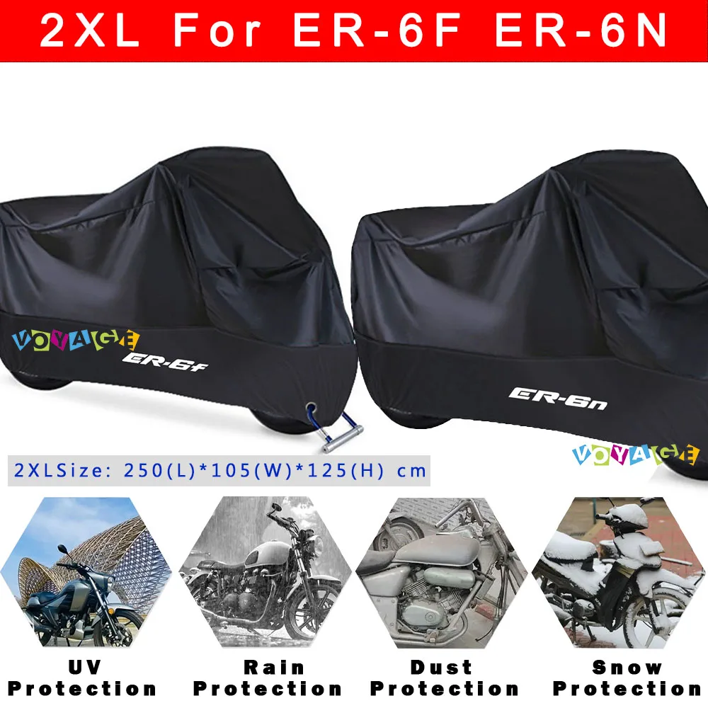 FOR KAWASAKI ER-6N ER-6F ER 6N 6F Motorcycle Accessories Waterproof Outdoor Scooter UV Protector Dust Rain Cover