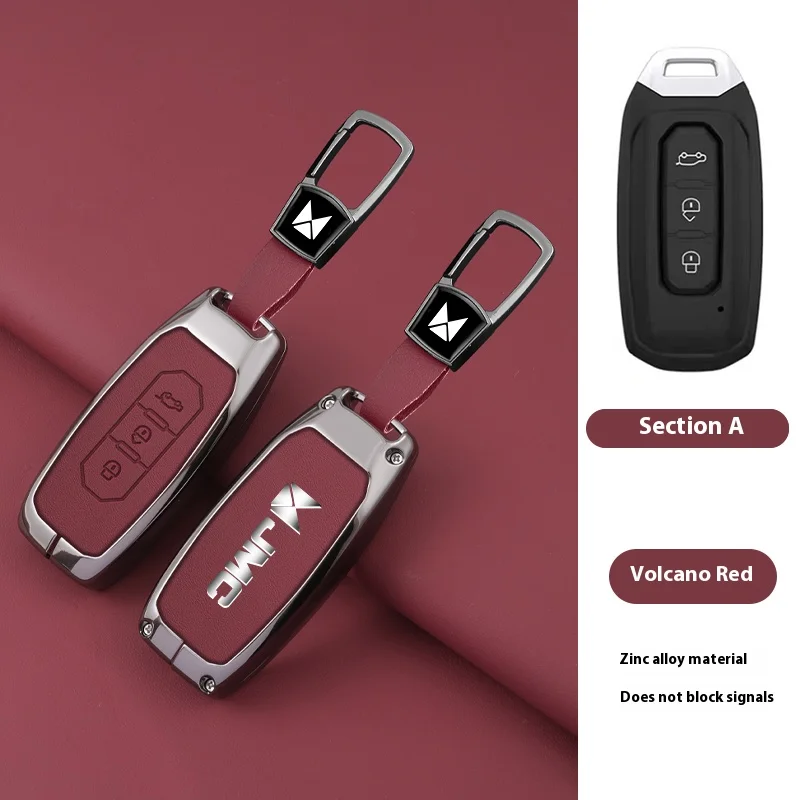 

Zinc Alloy Leather Car Remote Key Cover Case Shell For JMC Yuhu 7 Fushun Yusheng S350 Holder Protector Keychain Auto Accessorie