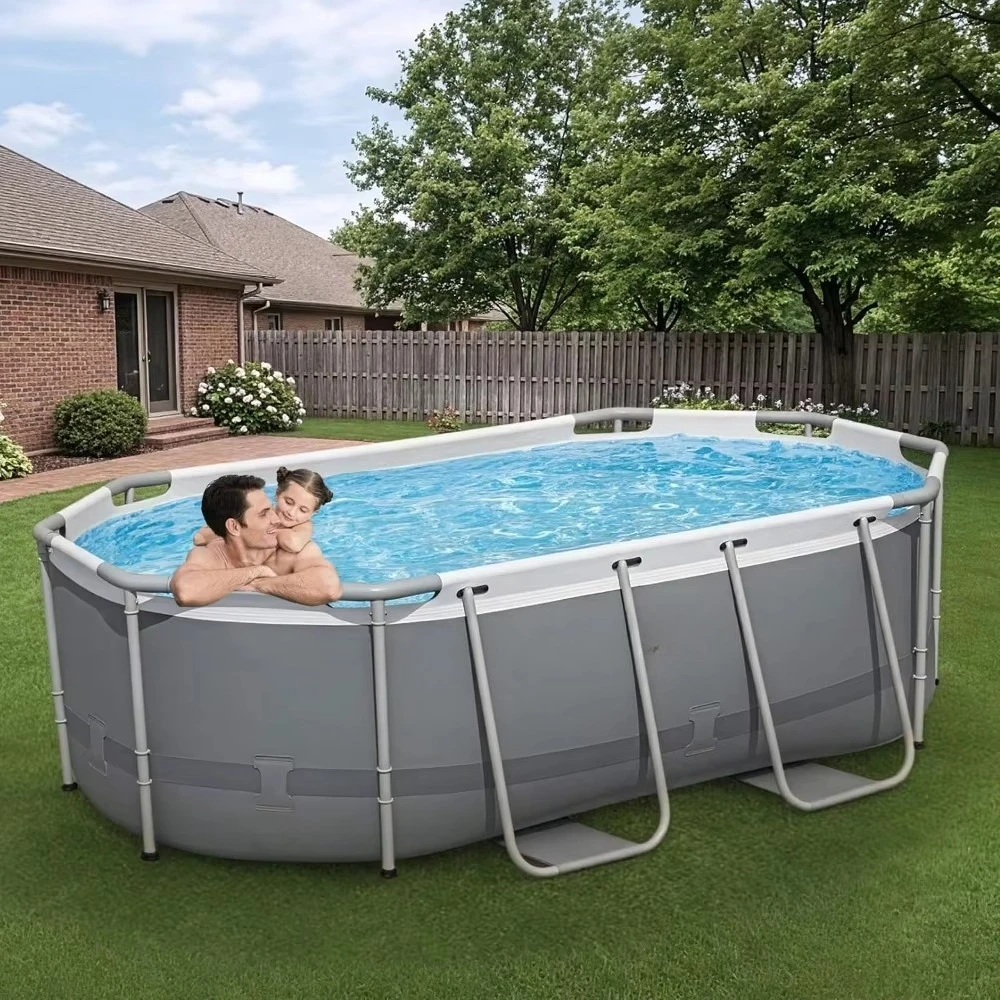 Oval Above Ground Pool Set with 330 GPH Filter Pump, Puncture Resistant Liner & Steel Frame, 10' x 6'7