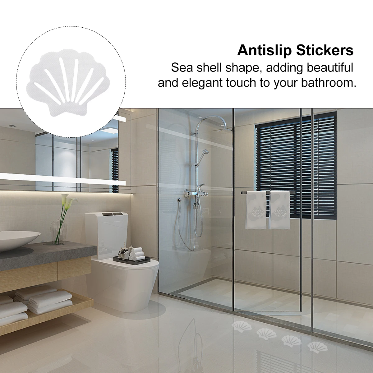 

12pcs Non Slip Stickers Shell Shape Bathroom Kitchen Balcony Shower Treads Antislip Bath Safety Strips Nonslip Tiles