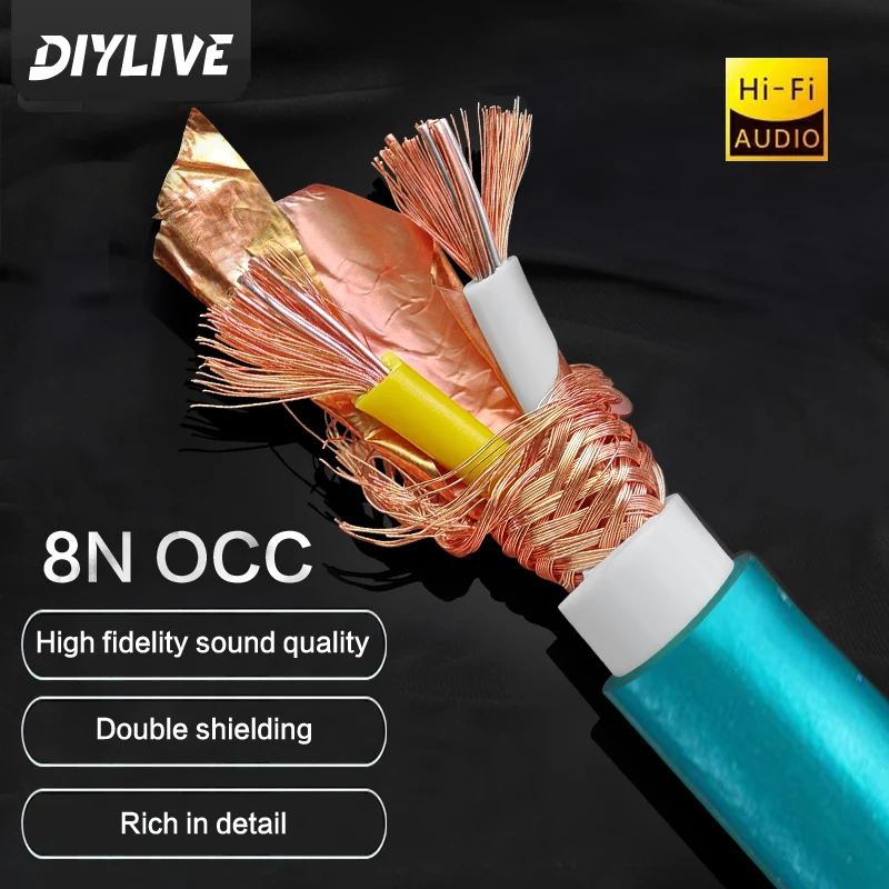 High Wind 8N Single Crystal Copper Silver Plated HiFi Audio Signal Cable Two Core Shielding Layer Bulk HiFi Audio Cable