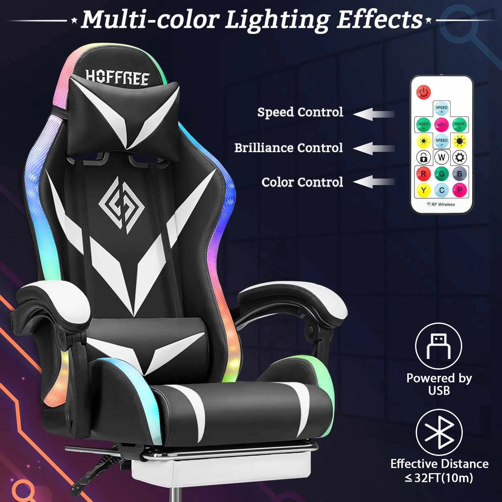 Racing Gaming Chair with Footrest Massage Working Studying Gaming Office Chair