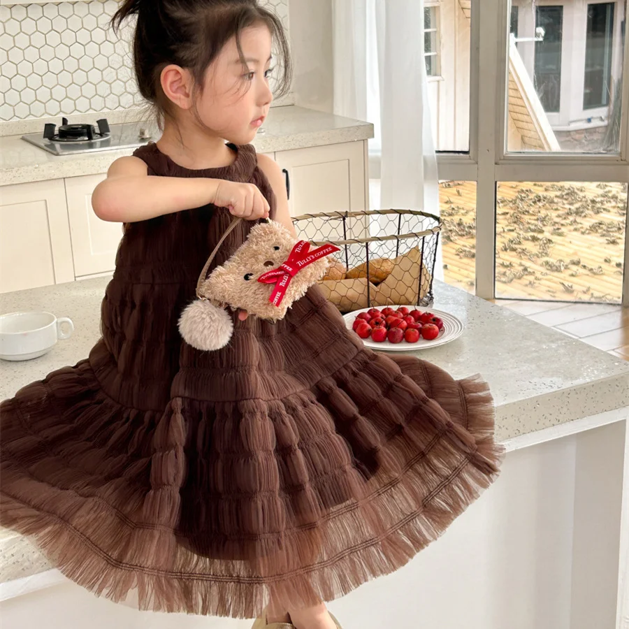 

Girl Dress Kids Girl Summer Princess Party Wedding Birthday Dresses Children Sleeveless Vintage Dress Clothes Girl Long Dress