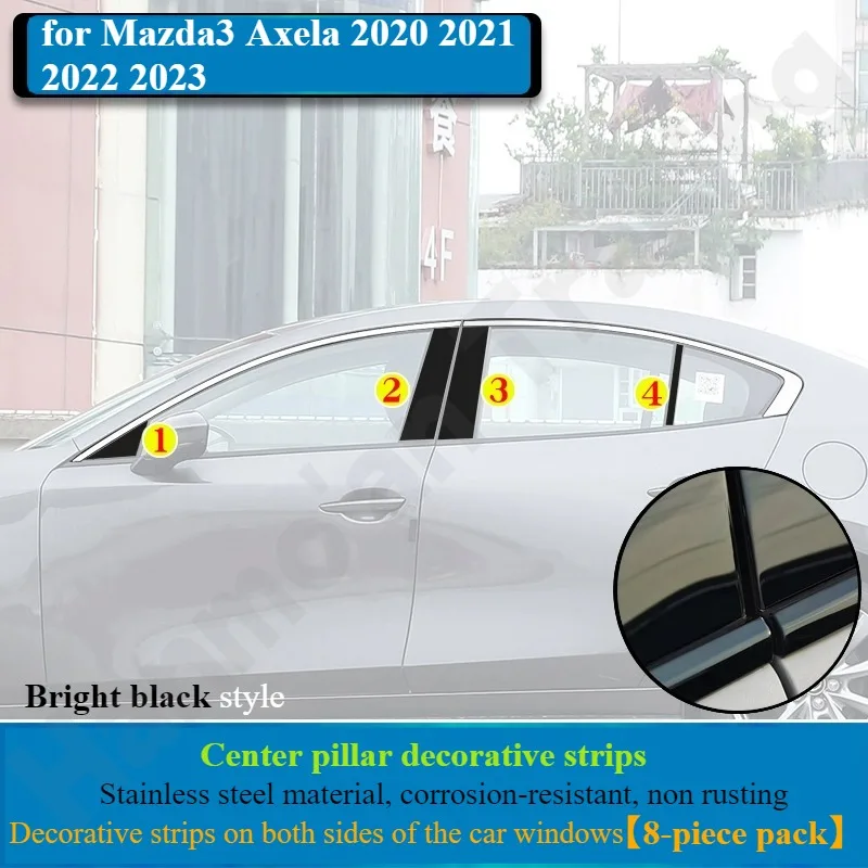 for Mazda3 Axela 2020 2021 2022 2023 Blackened Car Windows and Decorative Bright Strips on Door Frames view 5