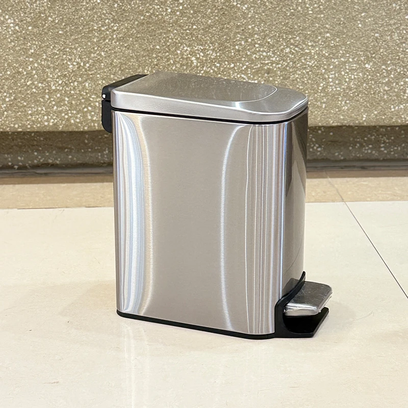 

stainless steel pedal light luxuary trash can, 6L double metal narrow trash can, suitable for bathroom, bedroom, office, hotel