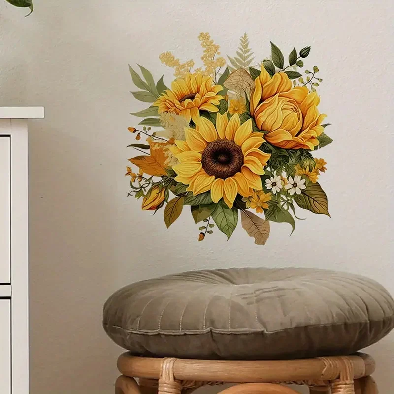 Sunflower Wall Decal right Bathroom for Home Decoration, Cabinet, Door, Vinyl Car Decals, Art WallPaper, Poster