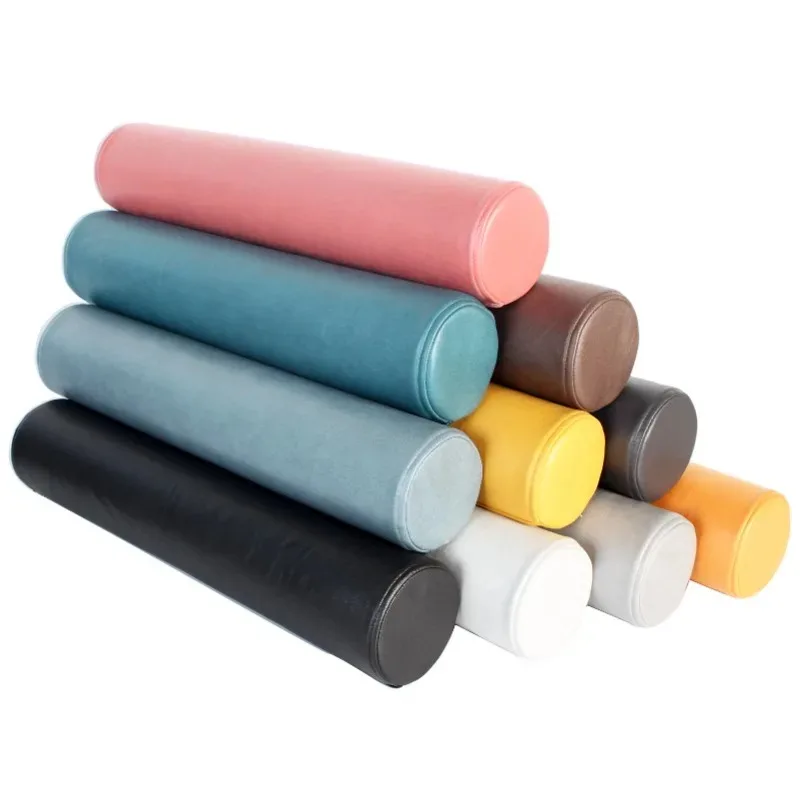 50/60cm Waterproof PU Leather Cushion Lumbar Pillow Cylindrical Neck Pad Oil Wax Sofa Foot Pad Cervical Vertebra Pillow