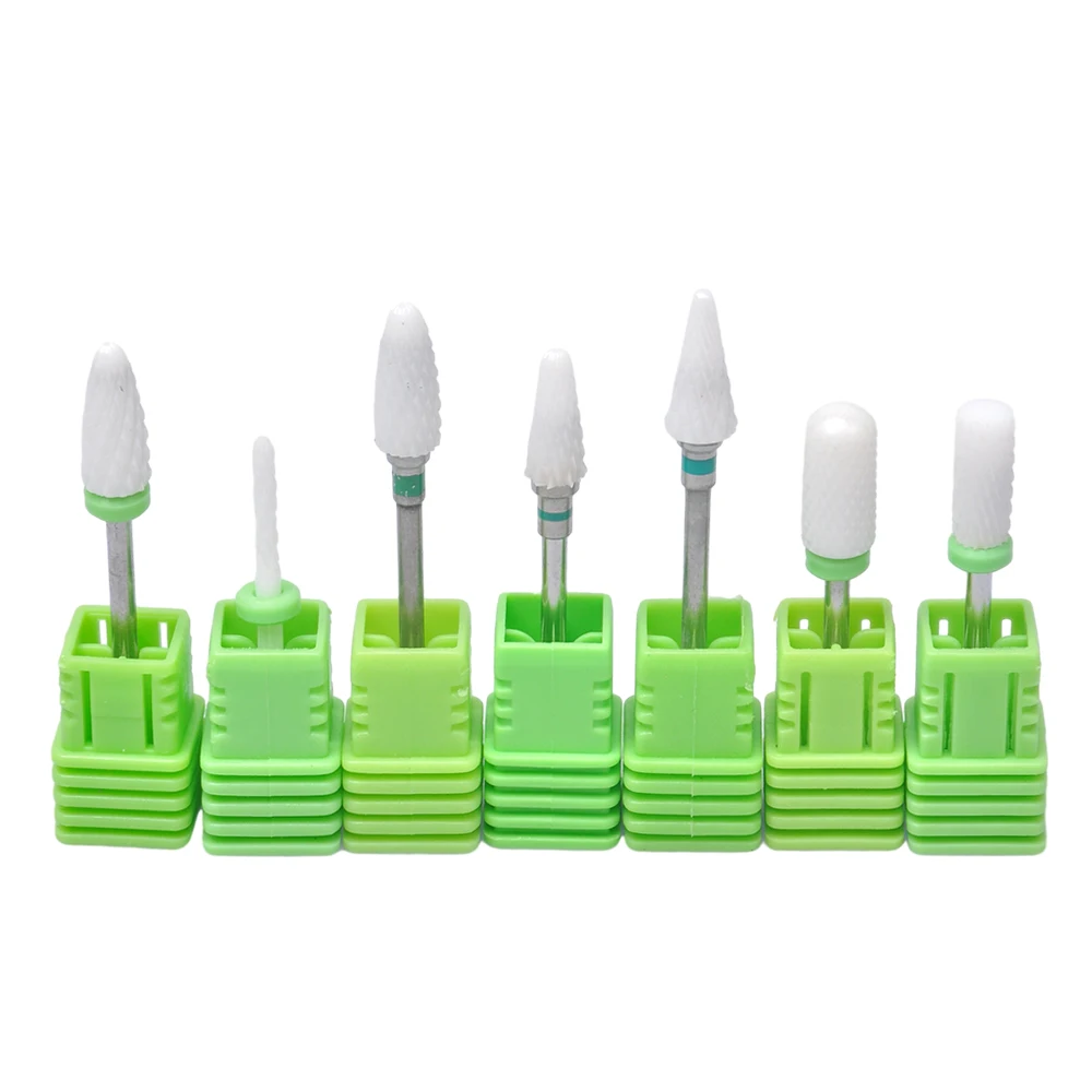 مجموعة لقم مثقاب أظافر سيراميك مكونة من 7 قطع، لقم مثقاب كهربائية احترافية مقاس 3/32 بوصة لتقنية الأظافر من جل الأكريليك