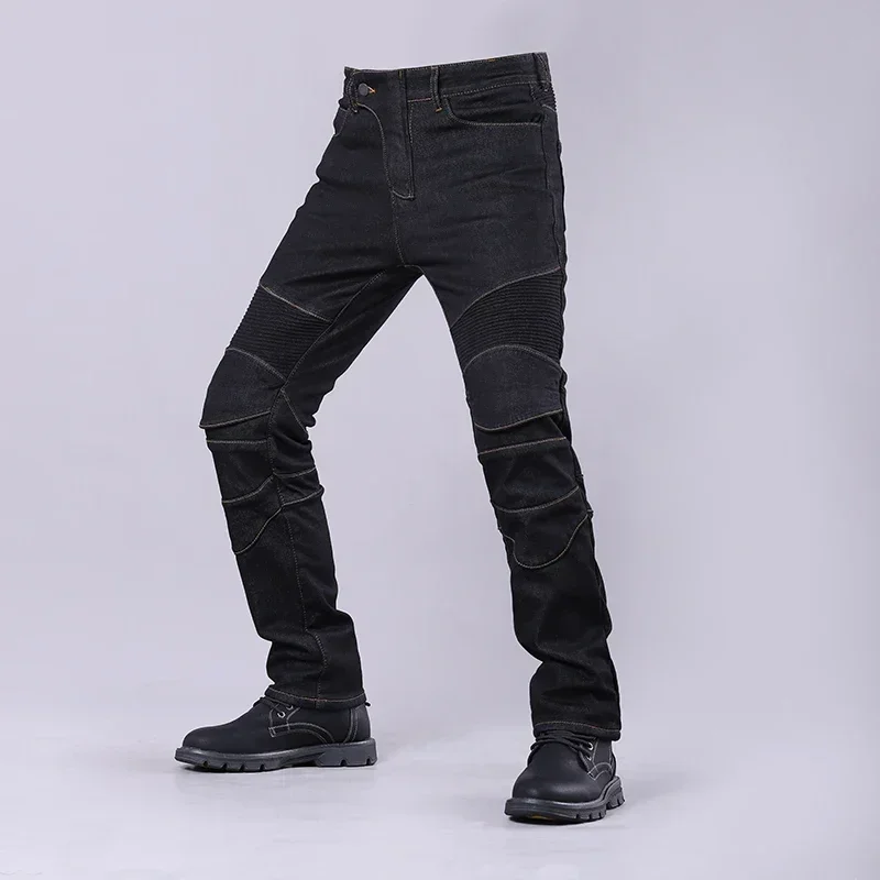 Motorcycle Jeans Slim Fit Elastic Cycling Pants Vintage Fashion Jeans Outdoor Travel Racing Off Road Anti Drop Pants Men