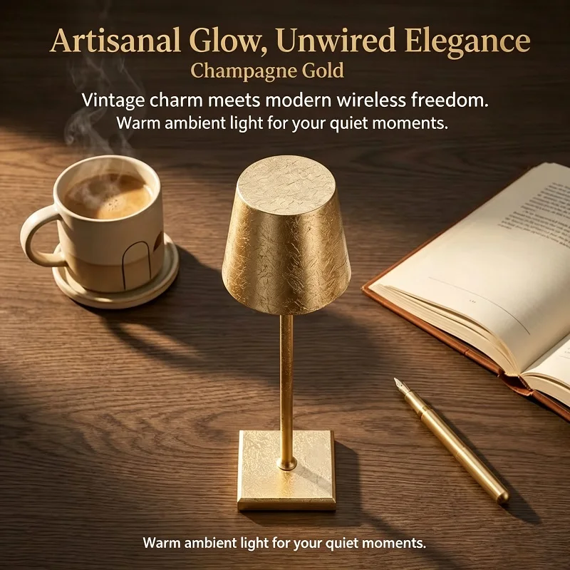 Rechargeable LED Table Lamp Cordless Design Stepless Dimming Extended Battery Life Touch Switch 3 Levels Dimmable Eye-Caring LED Type-C Port 3 Color Desk Lights Bar Club Dinner Creative Decorative Ambient Lighting, image 7