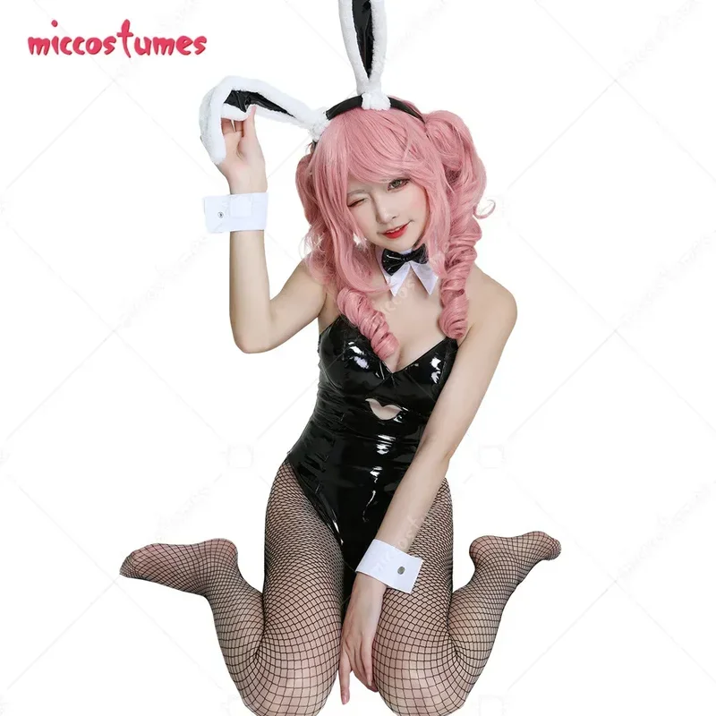 Bunny Girl Cosplay Costume pour femme, anime japonais mignon, costume de batterie, tenue trempée, noir et rouge, Mic303