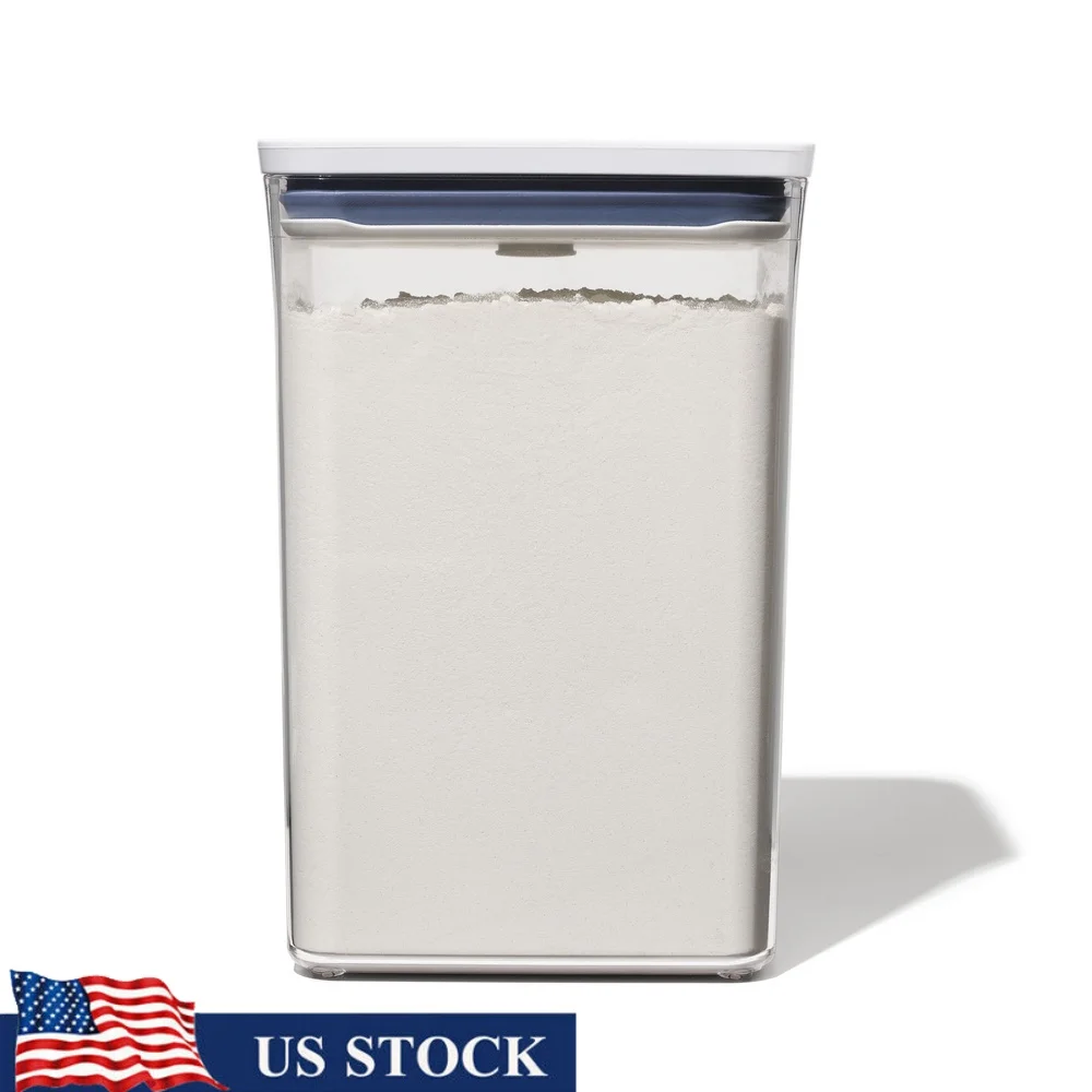 

Airtight Food Storage Container Square 4.4 Qt BPA Free Stackable Kitchen Canister with One Touch Lid Cereal Flour Coffee Snacks