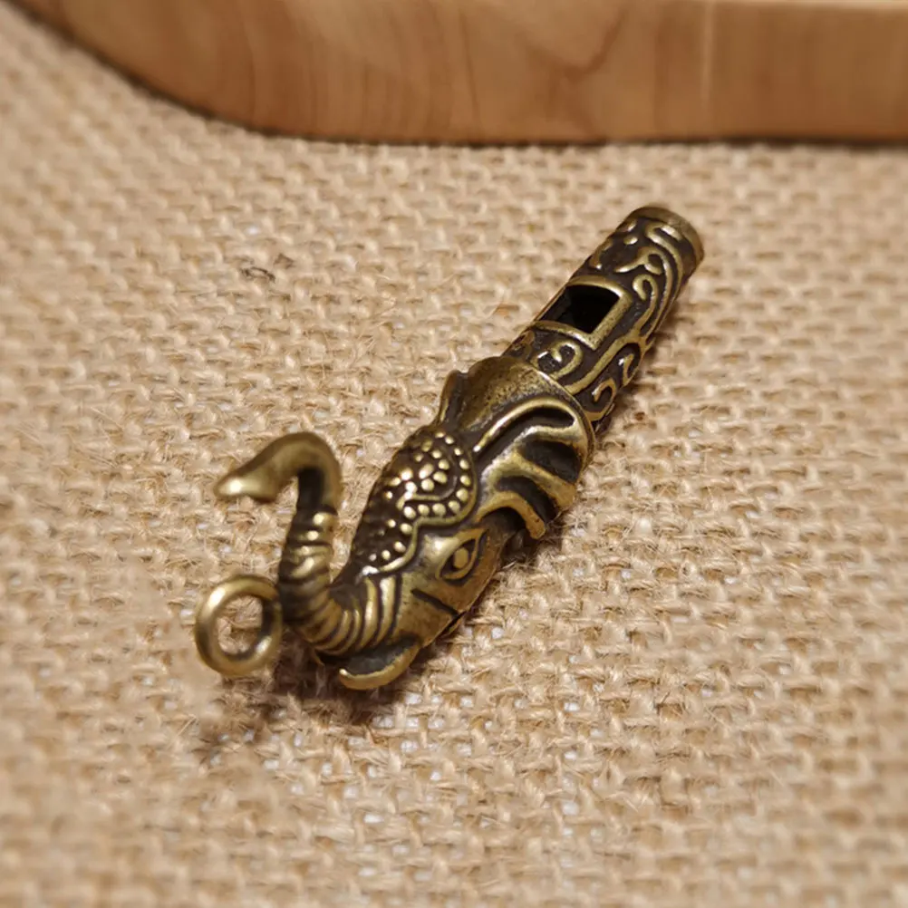 

Brass Elephant Whistle Keychain for Hiking Camping Emergency Survival Outdoor Loud Metal Signal Horn Animal Design Portable