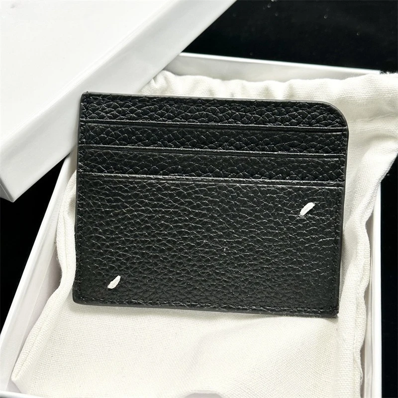 Classic First-layer Cowhide Black Card Bag, The Same Design for Men and Women, Genuine Leather Multi-card Slot Change Bag.