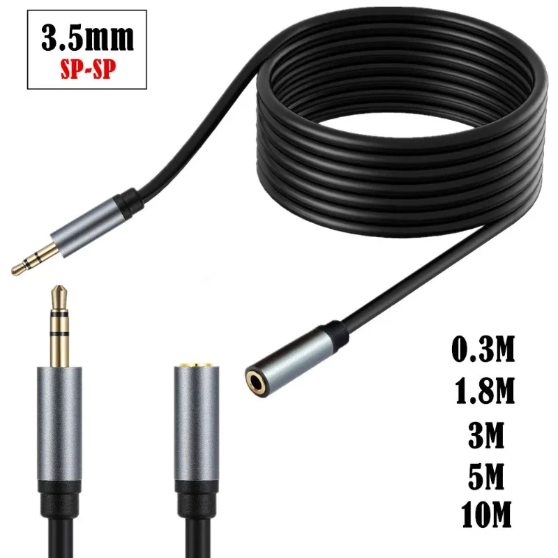 Metal Shell Gold Plated Stereo Trs 3.5mm Male To Female Exte
