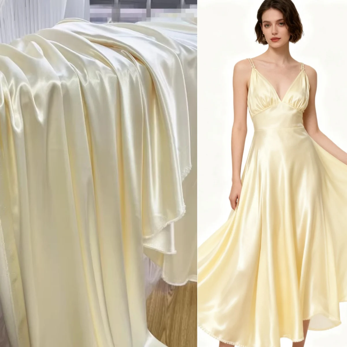 

Неэластичная атласная ткань цвета шампанского, продается на метр, подходит для шитья, гладкие и мягкие однотонные ткани для рубашек, однотонные.