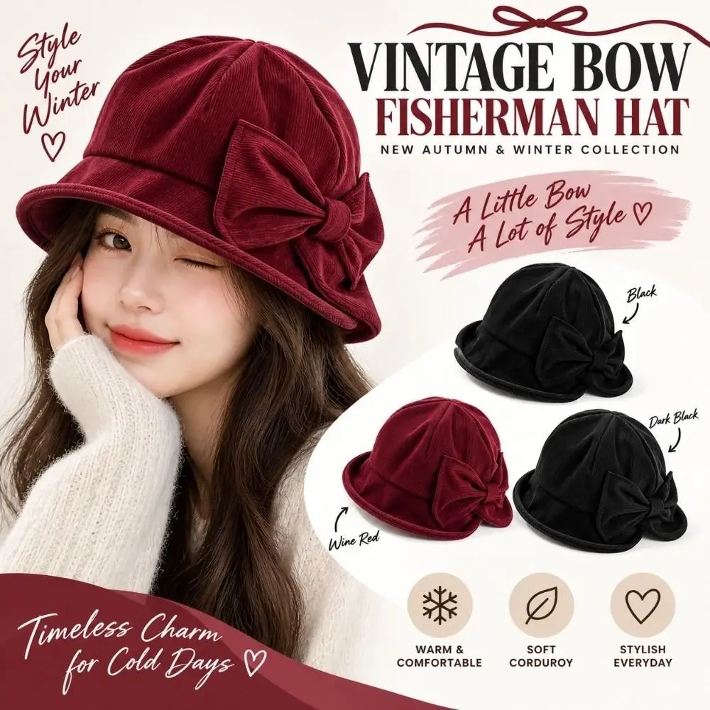 Slit Front Women's Bucket Hat Warm Construction Comfortable Fit Vintage Bucket Hat Cold Resistant Bow Bucket Hat Outdoor Wear