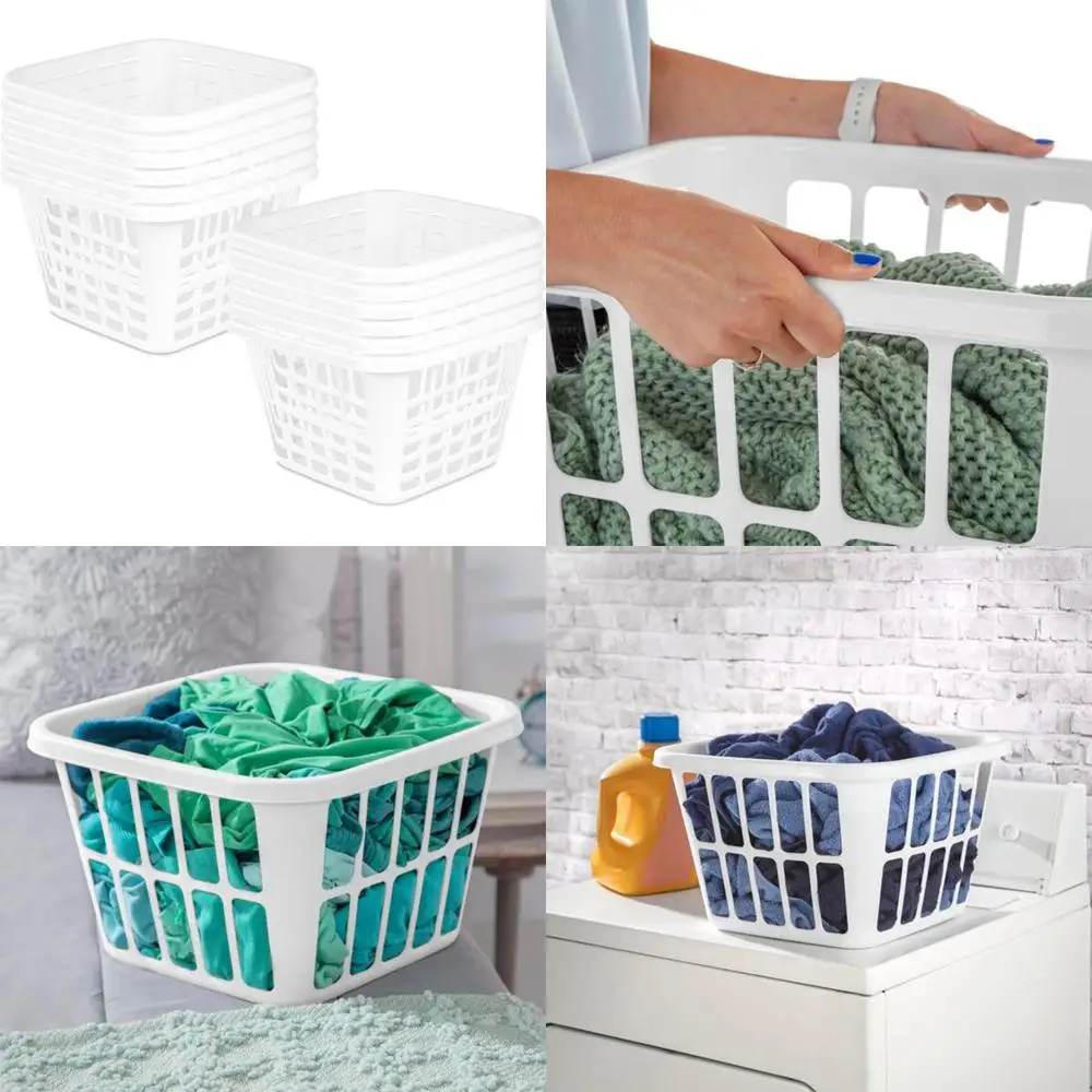 

Plastic Square Laundry Basket Set of 12 with Comfort Grip Handles and Optimal Ventilation, 1.25 Bushel Capacity