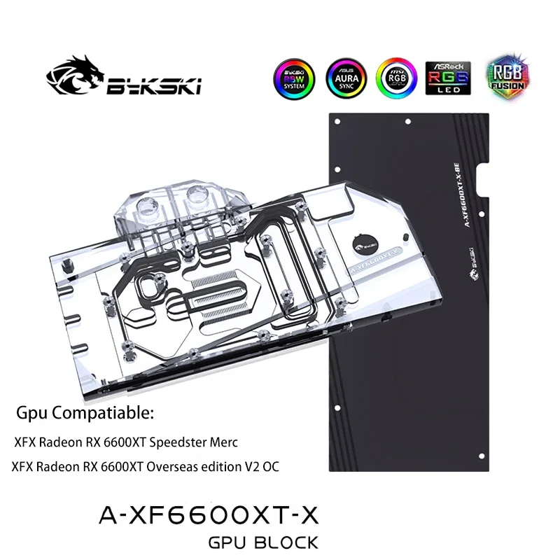 

Bykski GPU Water Cooling Block for XFX Radeon RX 6600XT Speedster Merc 308/V2 OC,VGA Copper Cooling Radiator,5V/12V A-XF6600XT-X