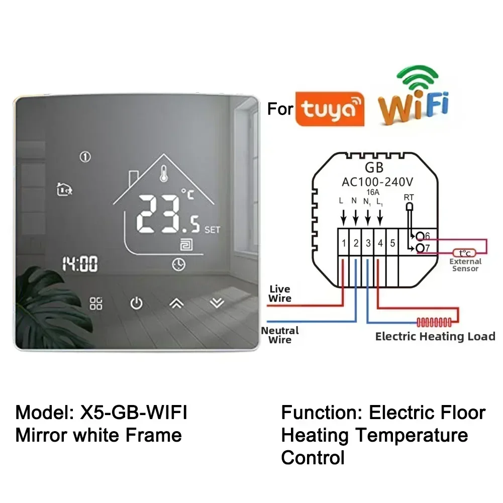 

Boiler Control Heating Thermostat Programmable Schedule 5 1 1 Programmable App Remote Control Child Lock Energy Saving Mode