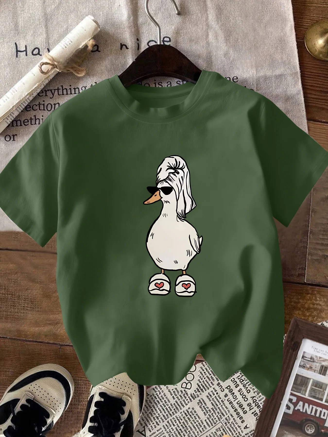 Summer New Silly Goose Pattern T-shirt Women's Round Neck Animal Print Fashion Summer Cool Short Sleeve Summer Casual T-shirt