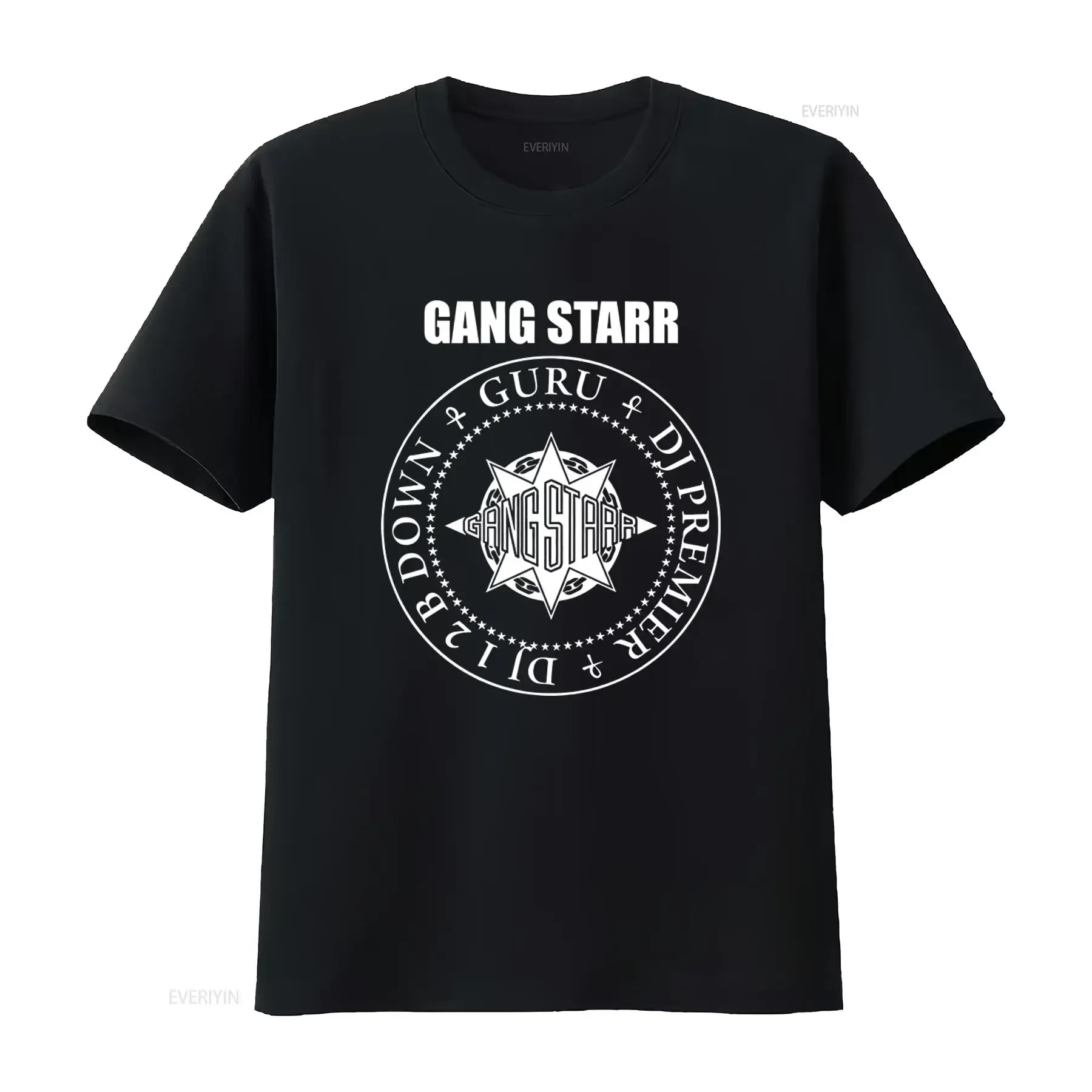 Gang Starr Hip Hop T Shirt Print Retro Style Streetwear vintage Washed Slightly Top For Everyday Wear Soft Versatile streetwear