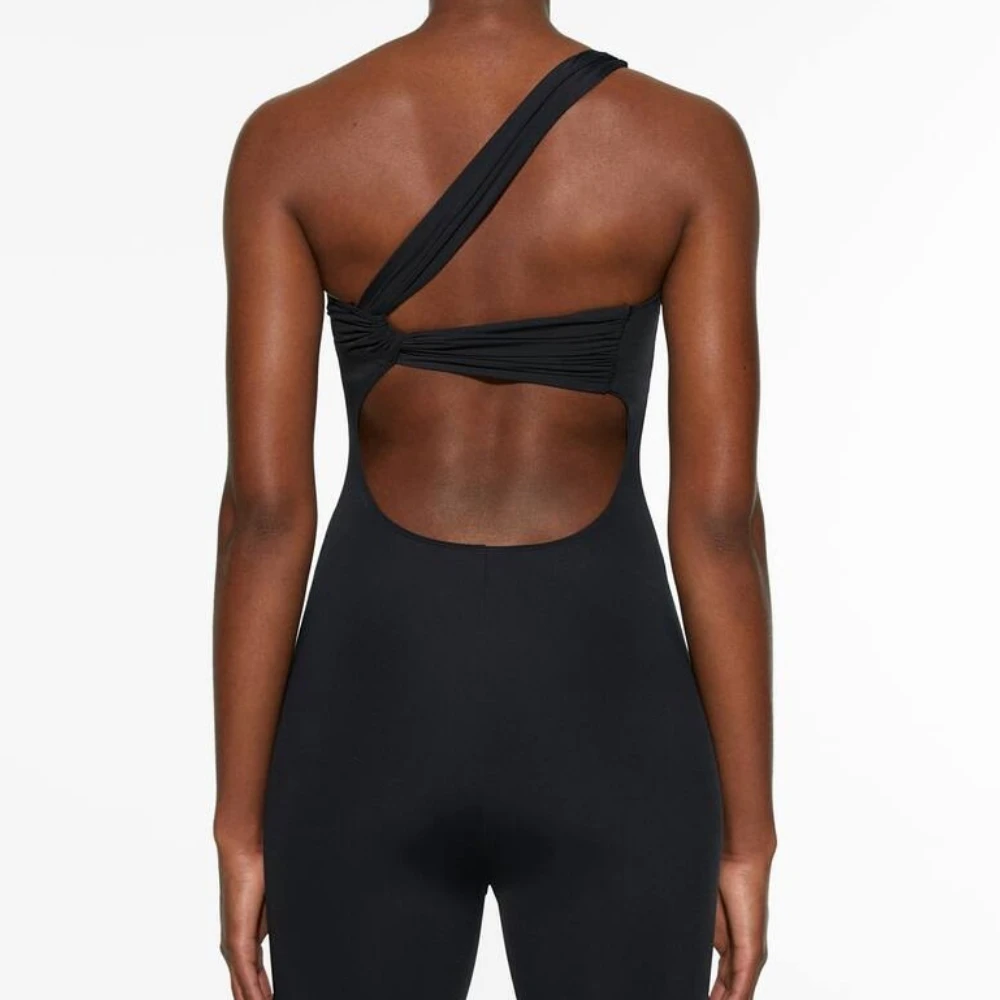 

Женский бесшовный комбинезон для йоги с наклонными плечами, облегающий эластичный комбинезон для фитнеса, бега в тренажерном зале, комбинезон