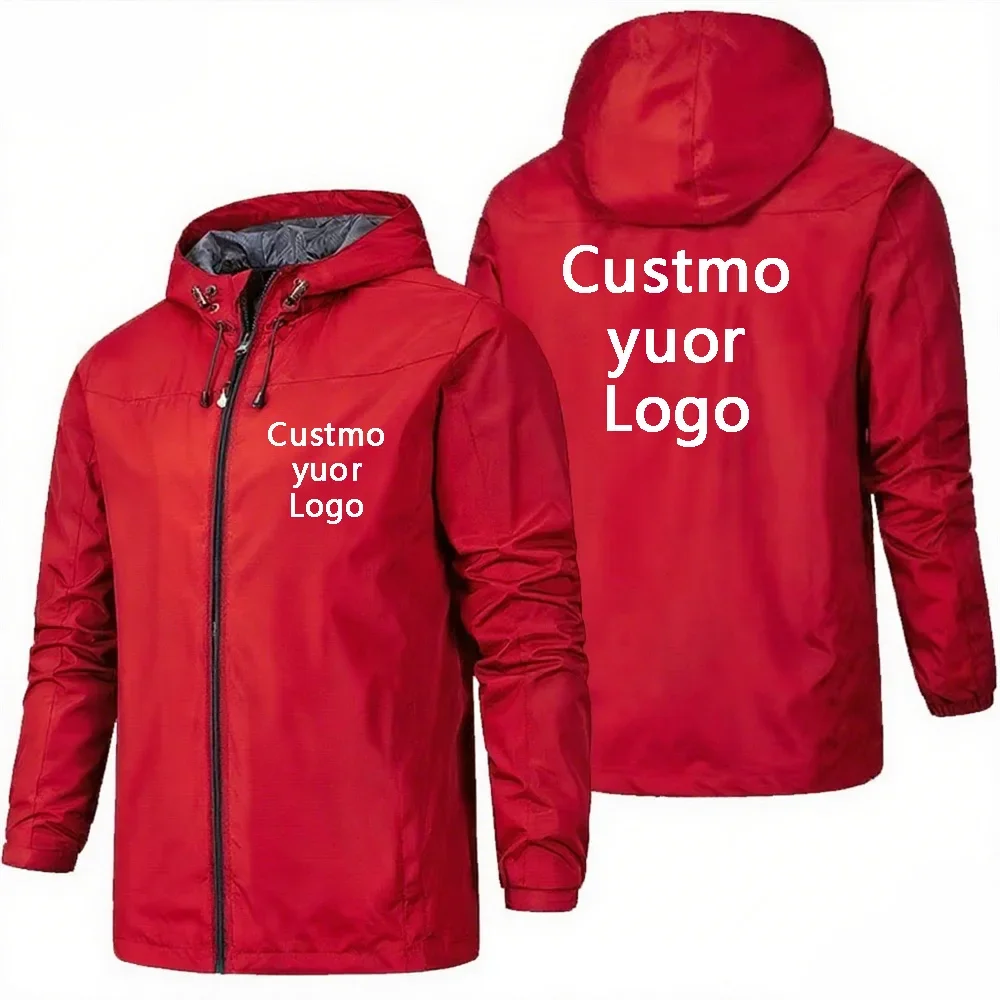Custom Logo Men's Jacket Fashion Harajuku Streetwear Windbreaker Personalized Photo & Pattern Printed Motorcycle Coat
