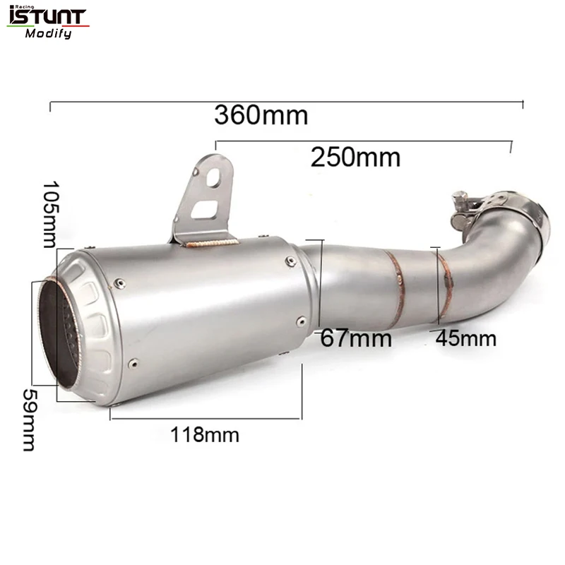 For YAMAHA YZF-R3 R3 R25 MT-03 MT03 R30 MT-25 Motorcycle Exhaust Muffler Escape MotoFull System Muffler Middle Pipe With Laser