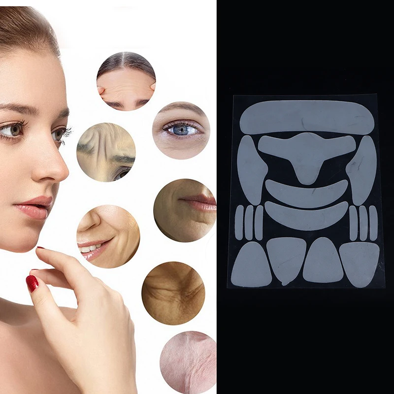 16 Stück Imitation Stoff Anti-Falten-Pad Gesicht Stirn Hals Handpflege Haut heben Werkzeug Aufkleber