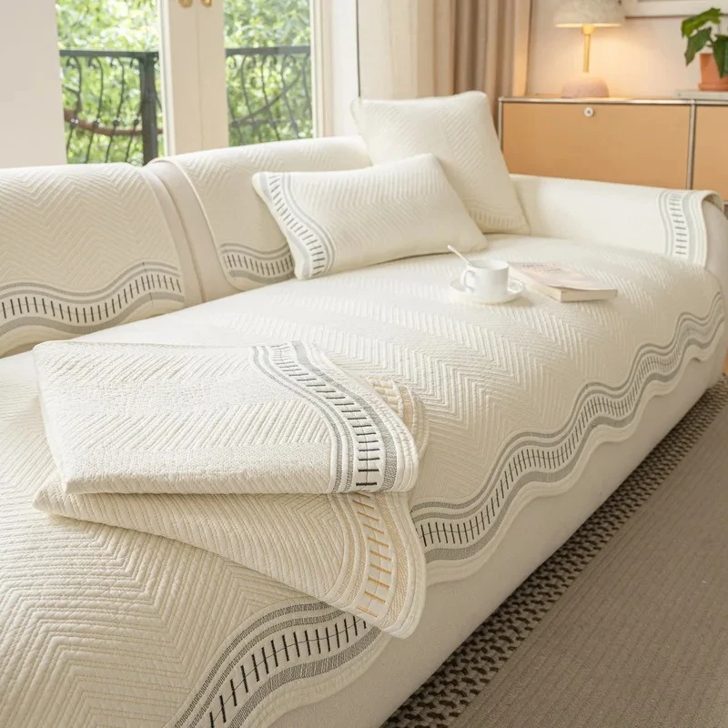 

1 шт., чехол для дивана в кремовом стиле, нескользящий хлопковый коврик для полотенец для дивана, 2026, новый чехол для дивана неправильной формы для гостиной