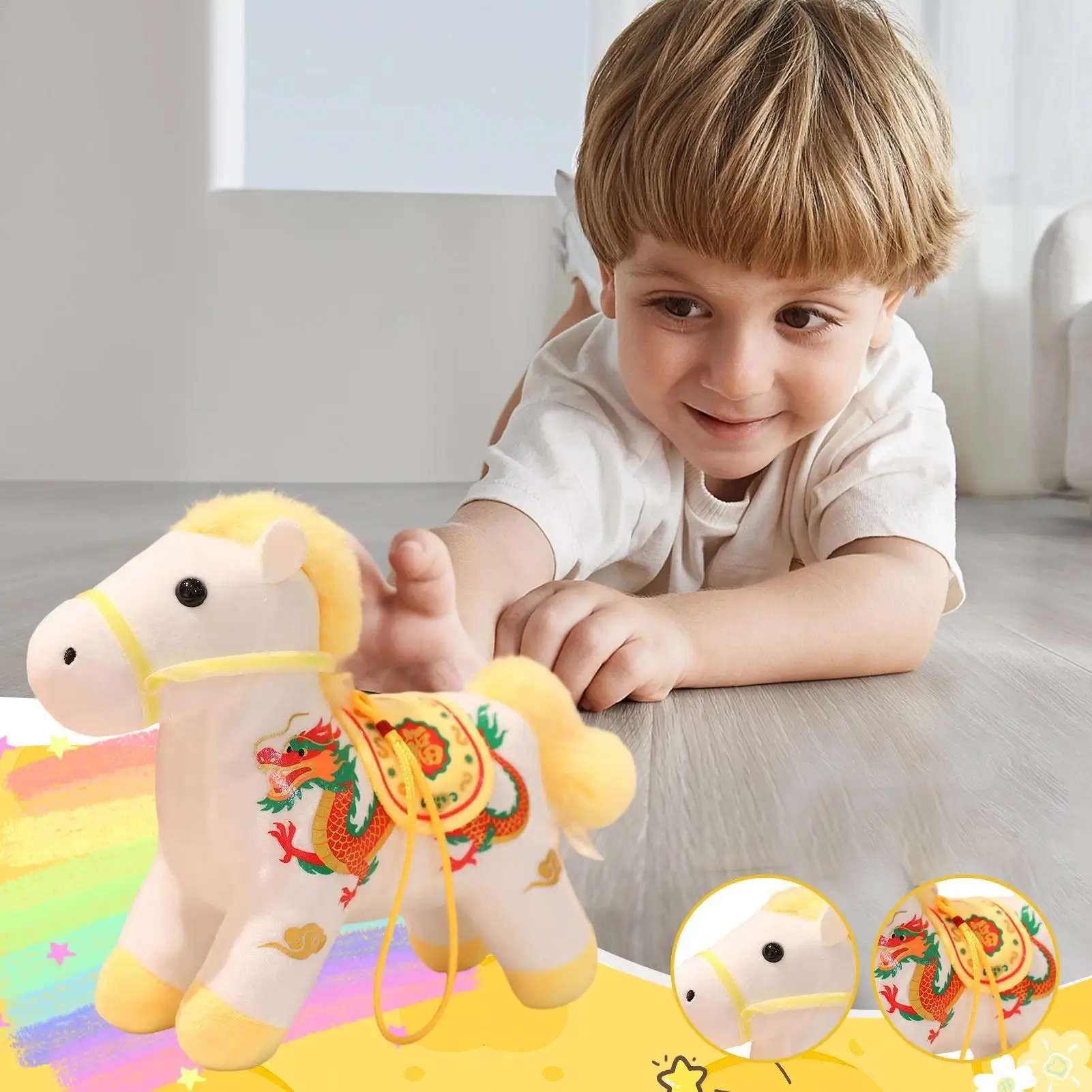 馬年ぬいぐるみ 2026 中国のぬいぐるみ ソフトドール 子供へのギフト 誕生日 クリスマス 新年のお祝い