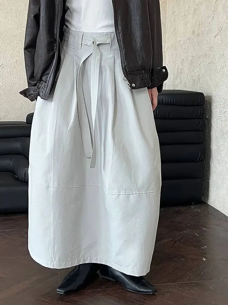 High Waist Gray Brief Bandage Pleated Elegant Bud Half-body Skirt Women Fashion Tide New Spring Autumn