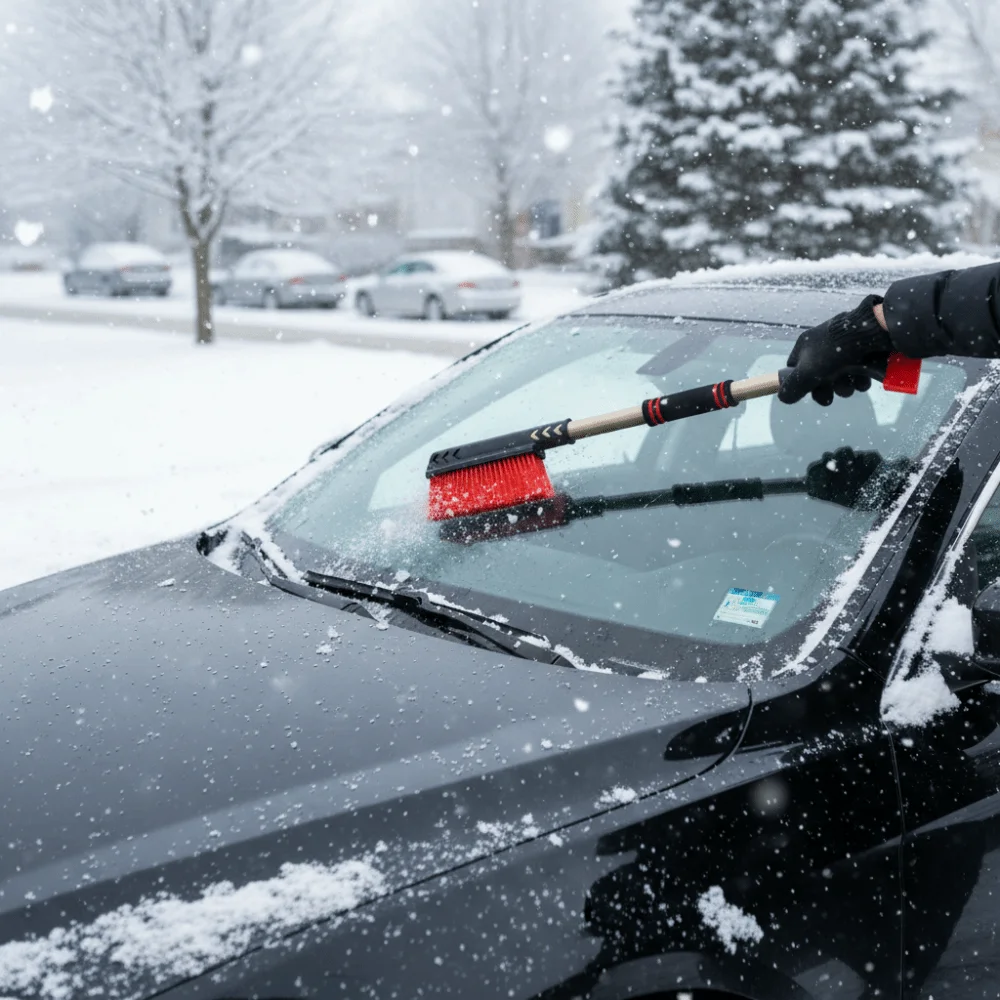 

2-in-1 Multifunctional Ice Scraper Extendable Aluminum Extra-long Car Snow Brush Quick Clean Universal Design