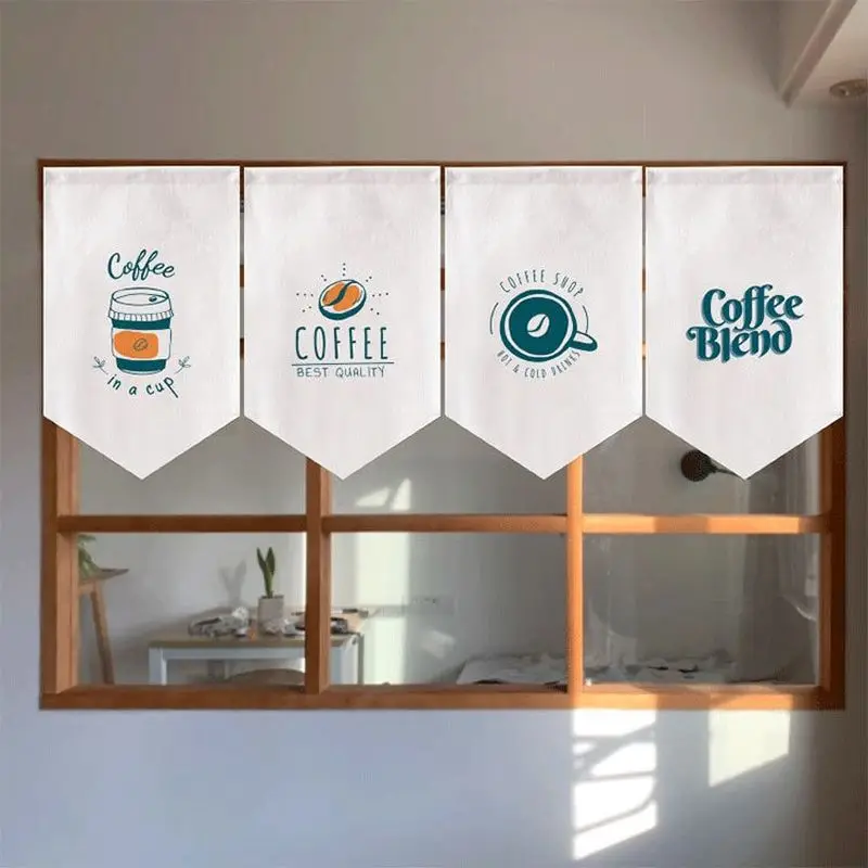 VIKAMA Coffee Triangle Bunting Banner Cup Bean Print Pennant Flags Hanging Decoration Cafe Bar Home Wall Decor Party Coffee