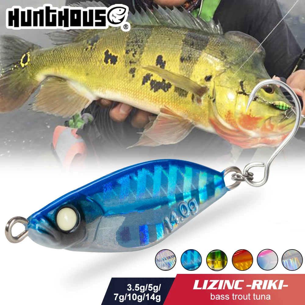 

Hunthouse Fishing Hard lizinc Metal Jigging Bait Mini Jig Lure Spoon 3.5g/5g/7g/10g/14g Sinking UV Eyes For Bass Trout Tuna