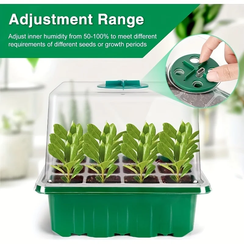 LED تنمو ضوء حديقة النبات زهرة عصارية تنفس إنبات وعاء 6/12 خلية البذور كاتب صندوق صينية مع Ventilati قابل للتعديل #3