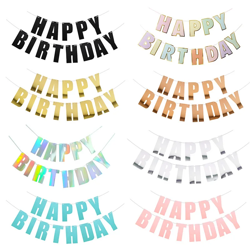 Kolorowy baner z napisem Happy Birthday, dekoracje na przyjęcie urodzinowe dla dorosłych i dzieci, girlandy, rekwizyty do zdjęć urodzinowych, akcesoria.