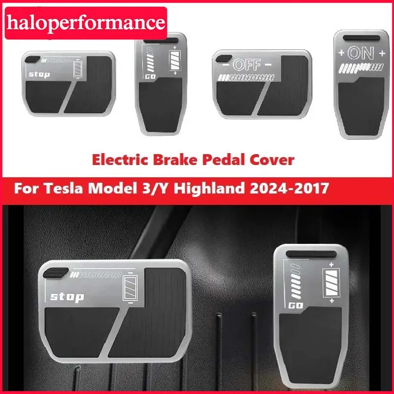 Accelerator Brake Pedal Pads Covers For Model Y 2023 2024 Tesla Model 3 Highland Brake Metal Cover 2021 Auto Accessories 