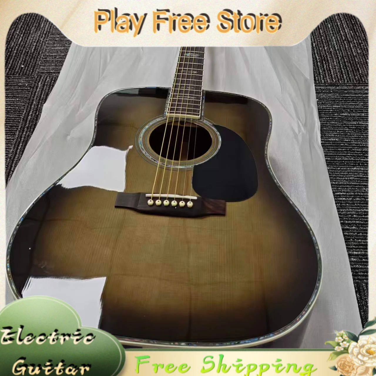 Grey D45 41 Inch  Solid Top 6 Strings Rosewood FingerBoard Picea Asperata Body Acoustic Guitar Free Shipping Hot Sale Gift