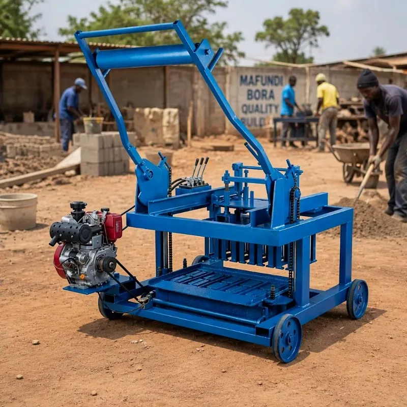 QMR4-45 Diesel Engine Mobile Block Making Machine Concrete Brick Molding Equipment For Hollow Block And Curbstone Paver