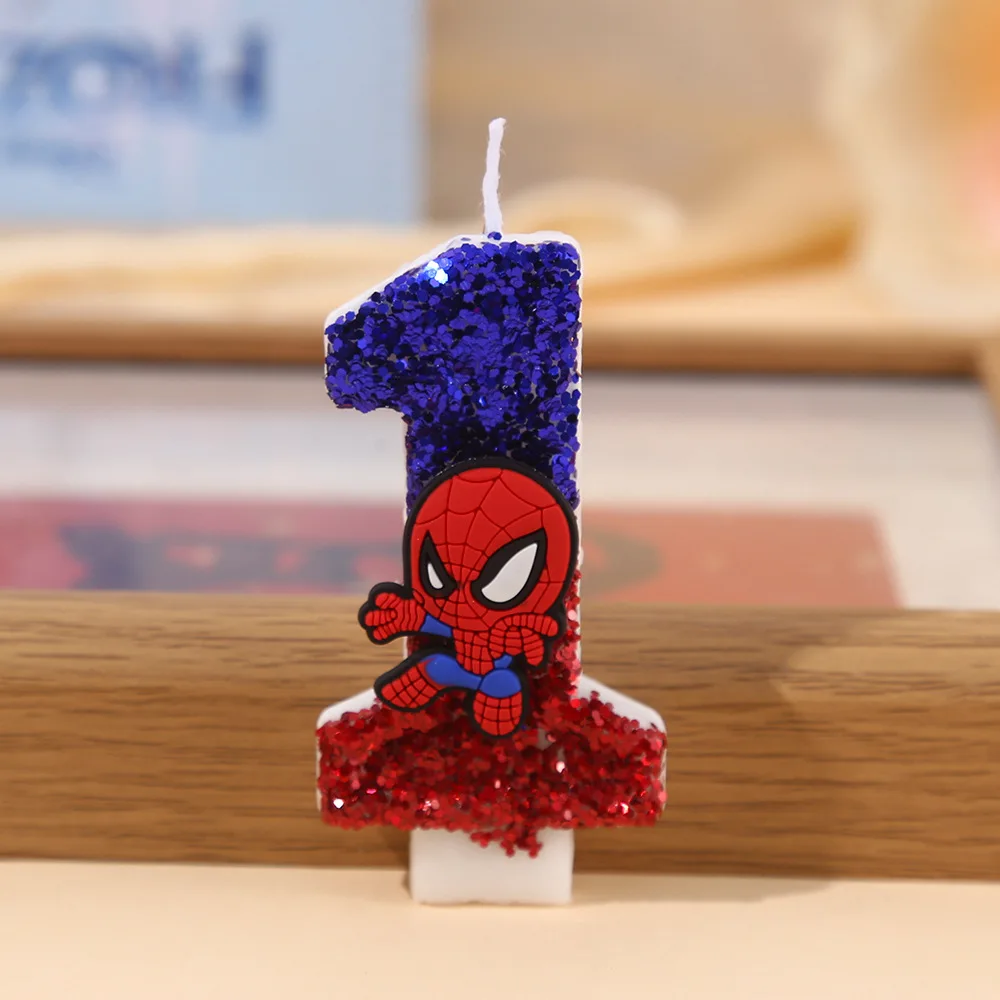 Spider-Man Original Fun Figure Candles Superhero Spiderman 0-9 Candles Cupcake Toppers Cake Decoration for Kids Boy Party Favors view 6