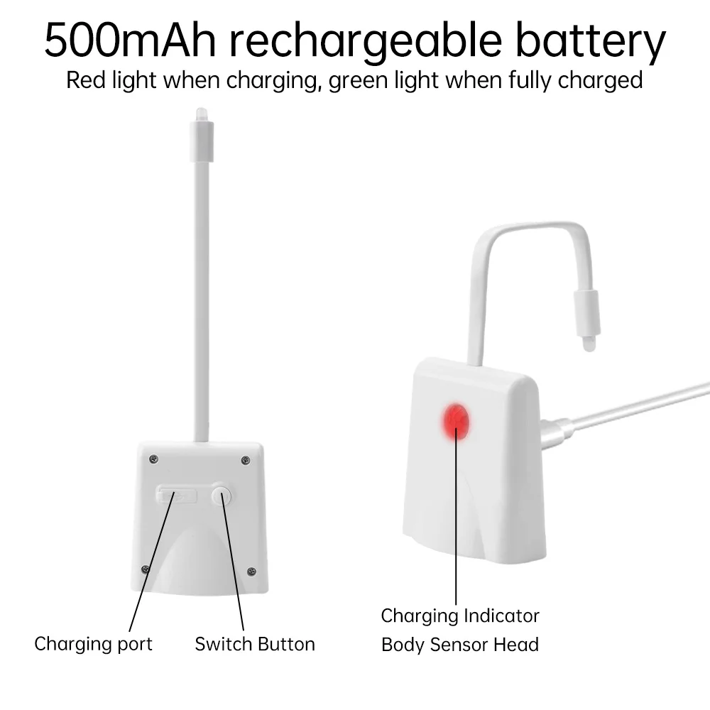 Luzes noturnas inteligentes para vaso sanitário, Luz do sensor de movimento, Recarregável, Lâmpada escurecendo, Impermeável, Banheiro